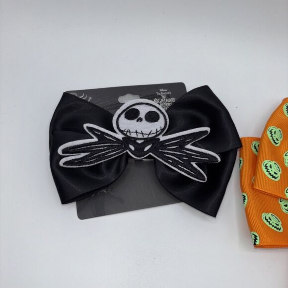 Lot of 2 The Nightmare Before Christmas Girls Hair Bow Clip Halloween Jack Zero - Picture 3 of 5